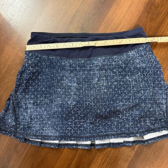 Lululemon Run Pace Setter Skirt Inkwell Geometric Blue Active Pickleball Sz 6 - Picture 7 of 9